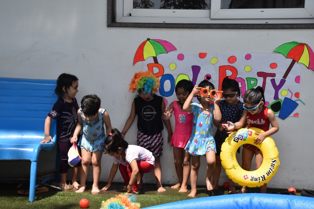 Water play is an inevitable part of pre-school curriculum as it helps in gross motor development, eye hand co-ordination and also helps in vocabulary development.